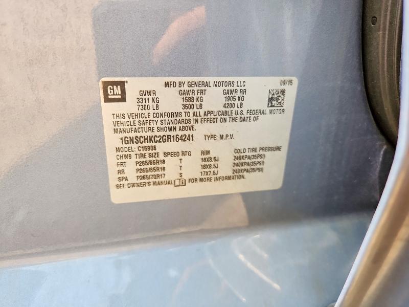 Aukcja sprzedaży 2016 Chevrolet Suburban, vin: 1GNSCHKC2GR164241, numer aukcji: 62511146