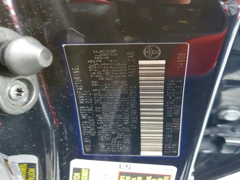 2021 Toyota Camry მანქანა იყიდება აუქციონზე, vin: 4T1K61AK1MU442972, აუქციონის ნომერი: 60131176