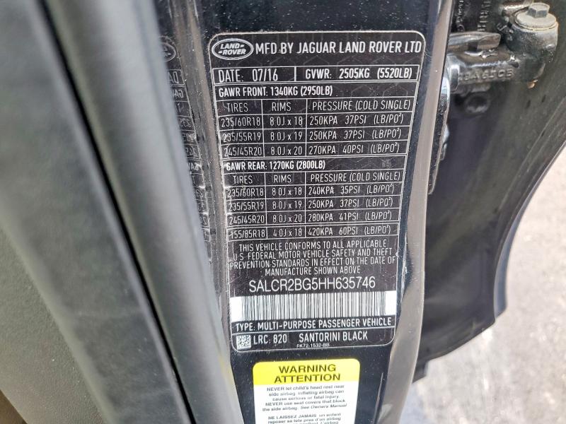 Продажа на аукционе авто 2017 Land Rover Discovery Sport, vin: SALCR2BG5HH635746, номер лота: 59370196