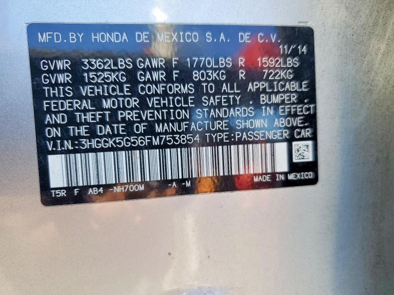 Aukcja sprzedaży 2015 Honda Fit, vin: 3HGGK5G56FM753854, numer aukcji: 60321756