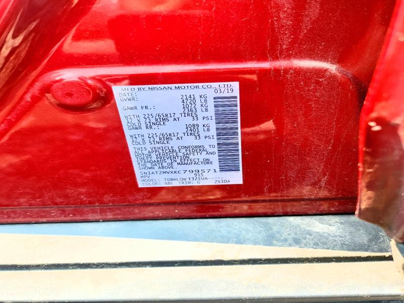 Aukcja sprzedaży 2019 Nissan Rogue, vin: 5N1AT2MVXKC799571, numer aukcji: 62747486