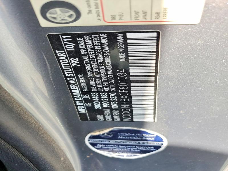 Aukcja sprzedaży 2012 Mercedes-benz C, vin: WDDGJ4HBXCF801034, numer aukcji: 61873736