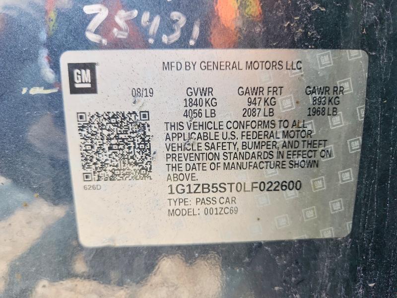 Продаж на аукціоні авто 2020 Chevrolet Malibu, vin: 1G1ZB5ST0LF022600, номер лоту: 60921286