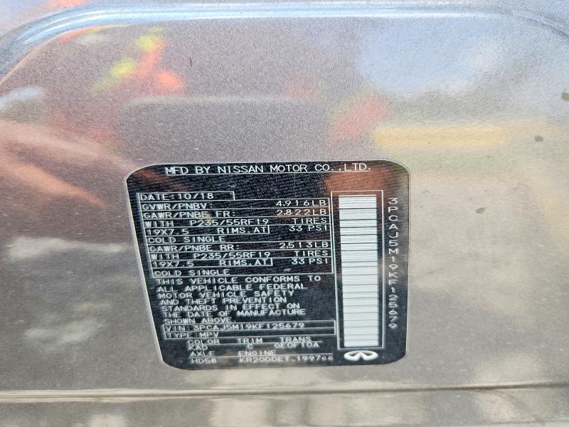 Aukcja sprzedaży 2019 Infiniti Qx50, vin: 3PCAJ5M19KF125679, numer aukcji: 59725916