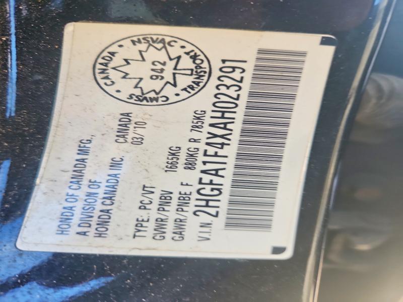 58240216 :رقم المزاد ، 2HGFA1F4XAH023291 vin ، 2010 Honda Civic مزاد بيع