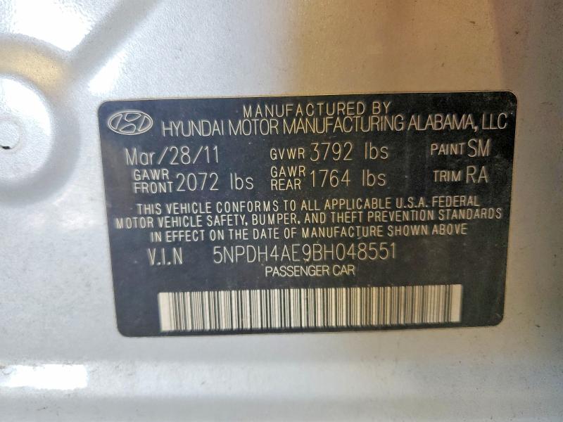 Продаж на аукціоні авто 2011 Hyundai Elantra, vin: 5NPDH4AE9BH048551, номер лоту: 61323266