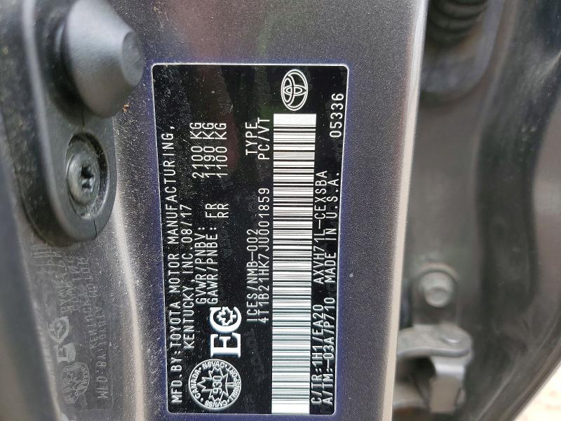 59068716 :رقم المزاد ، 4T1B21HK7JU001859 vin ، 2018 Toyota Camry Hybrid مزاد بيع