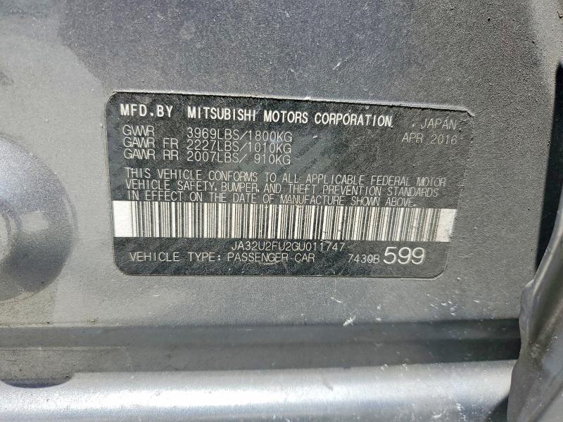 Продаж на аукціоні авто 2016 Mitsubishi Lancer, vin: JA32U2FU2GU011747, номер лоту: 61422476