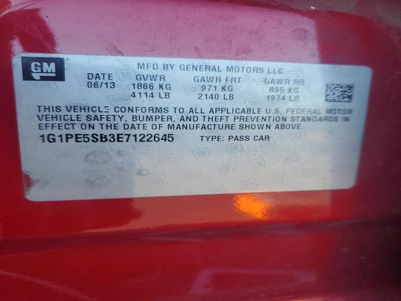 2014 Chevrolet Cruze მანქანა იყიდება აუქციონზე, vin: 1G1PE5SB3E7122645, აუქციონის ნომერი: 60968876