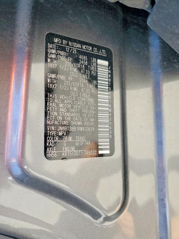 Продаж на аукціоні авто 2024 Nissan Rogue, vin: JN8BT3BB1RW420638, номер лоту: 59302626