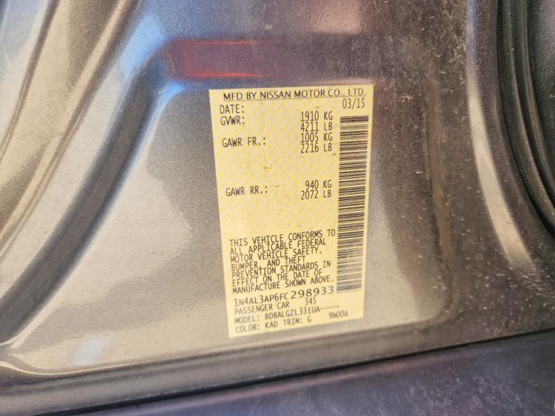 Продаж на аукціоні авто 2015 Nissan Altima, vin: 1N4AL3AP6FC298933, номер лоту: 60701156