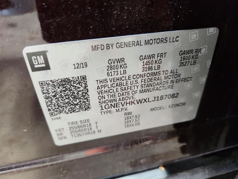 59126226 :رقم المزاد ، 1GNEVHKWXLJ187082 vin ، 2020 Chevrolet Traverse مزاد بيع