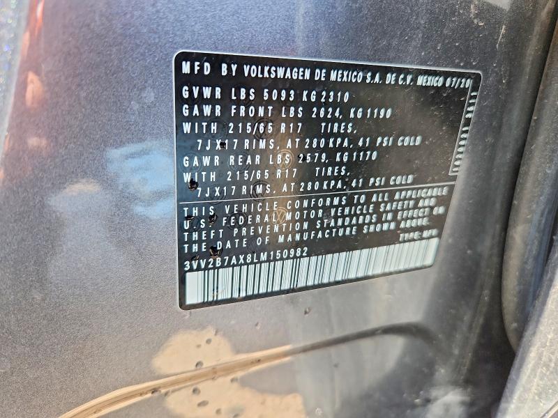 Продаж на аукціоні авто 2020 Volkswagen Tiguan, vin: 3VV2B7AX8LM150982, номер лоту: 62478566