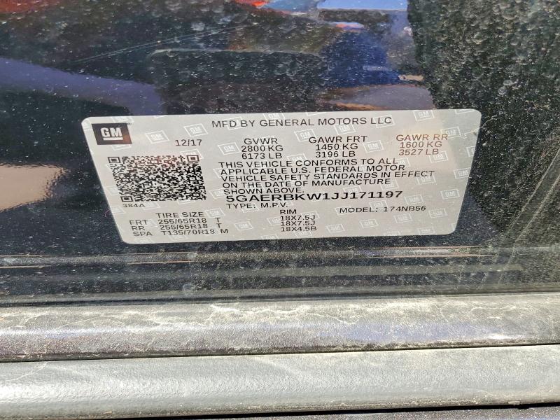 61861376 :رقم المزاد ، 5GAERBKW1JJ171197 vin ، 2018 Buick Enclave مزاد بيع