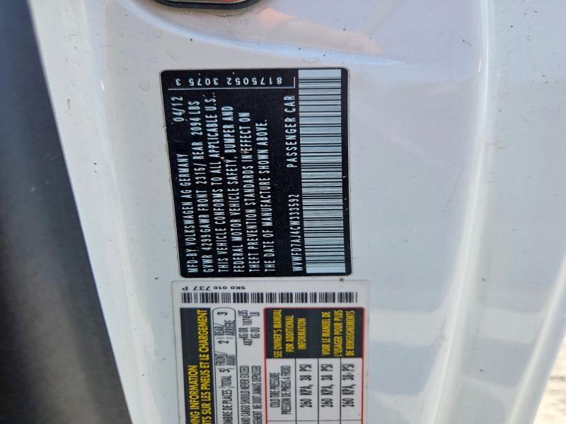 62417396 :رقم المزاد ، WVWFD7AJ4CW333592 vin ، 2012 Volkswagen Gti مزاد بيع