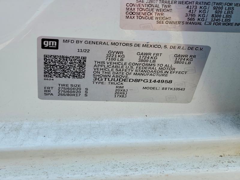 Продажа на аукционе авто 2023 Gmc Sierra, vin: 3GTUUDED8PG144958, номер лота: 63007066