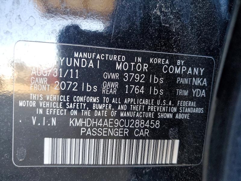 Aukcja sprzedaży 2012 Hyundai Elantra, vin: KMHDH4AE9CU288458, numer aukcji: 62520986