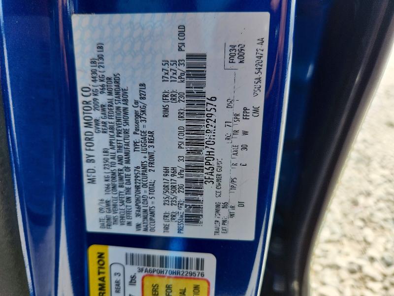 Aukcja sprzedaży 2017 Ford Fusion, vin: 3FA6P0H70HR229576, numer aukcji: 61958896