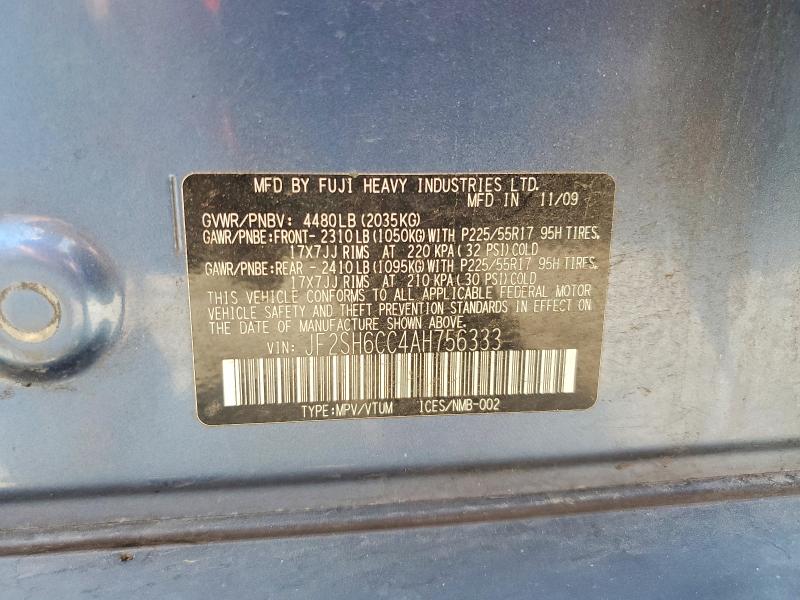 2010 Subaru Forester მანქანა იყიდება აუქციონზე, vin: JF2SH6CC4AH756333, აუქციონის ნომერი: 61619776