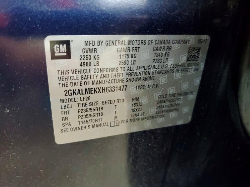 Aukcja sprzedaży 2017 Gmc Terrain, vin: 2GKALMEKXH6331477, numer aukcji: 62414286