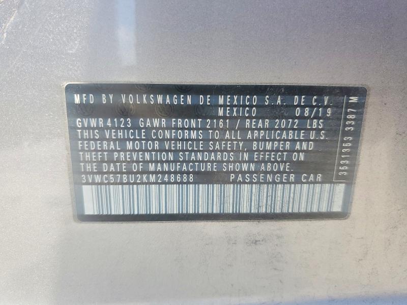 Продажа на аукционе авто 2019 Volkswagen Jetta, vin: 3VWC57BU2KM248688, номер лота: 60941676