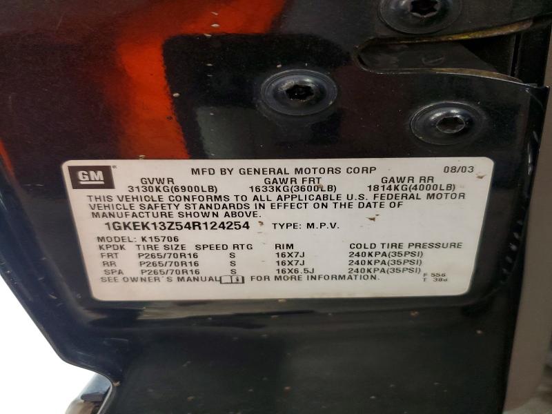 60417916 :رقم المزاد ، 1GKEK13Z54R124254 vin ، 2004 Gmc Yukon مزاد بيع