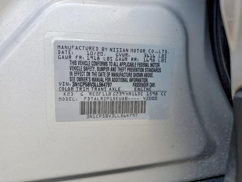 Продажа на аукционе авто 2020 Nissan Kicks, vin: 3N1CP5BV3LL564797, номер лота: 60179776