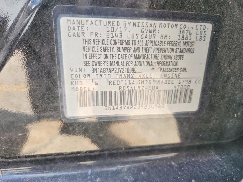 2018 Nissan Sentra მანქანა იყიდება აუქციონზე, vin: 3N1AB7AP2JY216980, აუქციონის ნომერი: 60328746