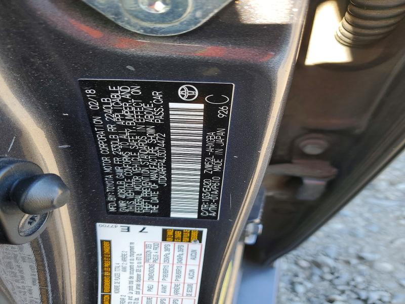 Aukcja sprzedaży 2018 Toyota Prius Prime, vin: JTDKARFP4J3074472, numer aukcji: 60401506