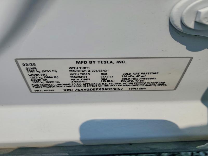 Продажа на аукционе авто 2025 Tesla Model Y, vin: 7SAYGDEFXSA376857, номер лота: 62648466