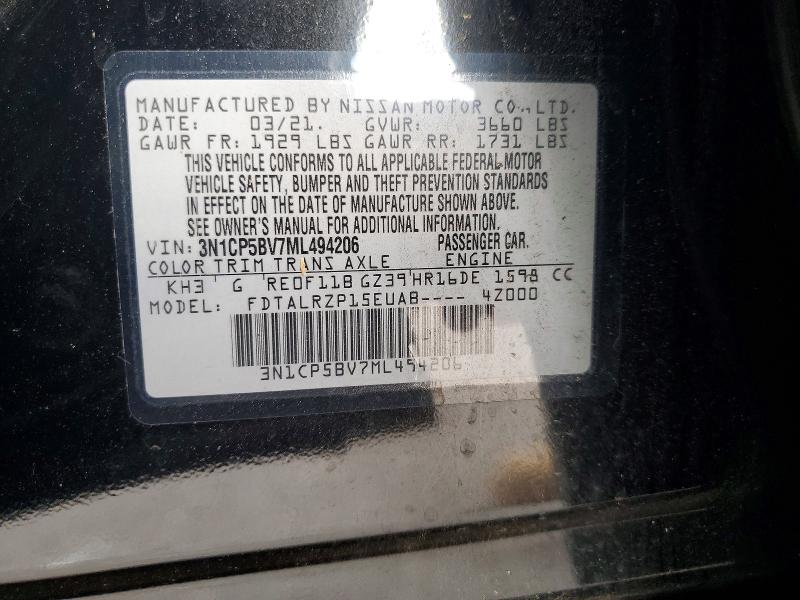 Продаж на аукціоні авто 2021 Nissan Kicks, vin: 3N1CP5BV7ML494206, номер лоту: 59700496