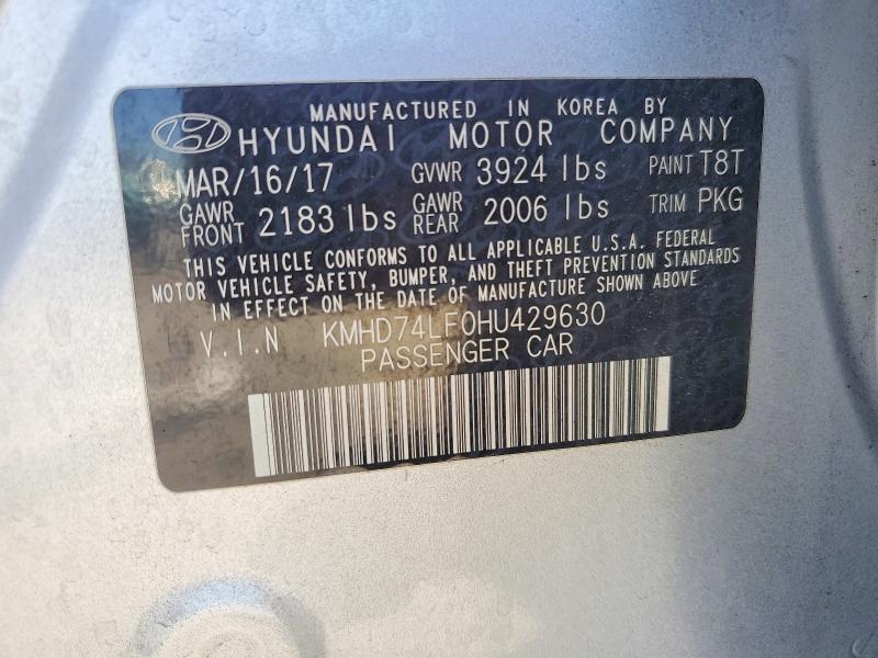 Продажа на аукционе авто 2017 Hyundai Elantra, vin: KMHD74LF0HU429630, номер лота: 60890856