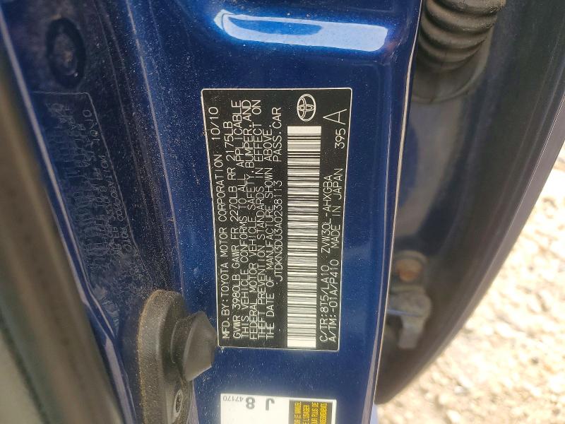 Продаж на аукціоні авто 2010 Toyota Prius, vin: JTDKN3DU3A0238113, номер лоту: 61318226