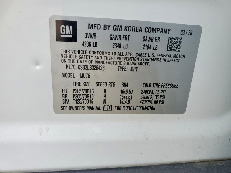 Продажа на аукционе авто 2020 Chevrolet Trax, vin: KL7CJKSB3LB328426, номер лота: 60652926