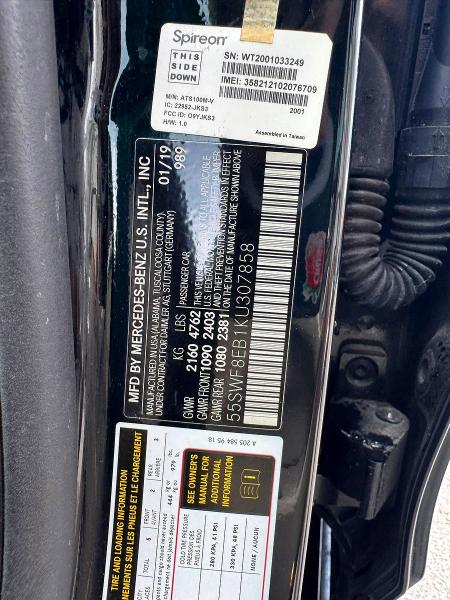 Продаж на аукціоні авто 2019 Mercedes-benz C, vin: 55SWF8EB1KU307858, номер лоту: 63163526