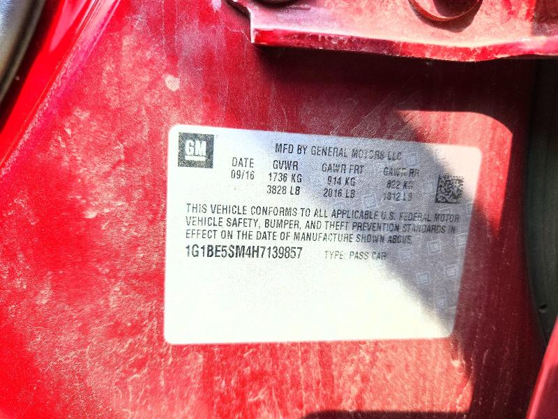 62575286 :رقم المزاد ، 1G1BE5SM4H7139857 vin ، 2017 Chevrolet Cruze مزاد بيع