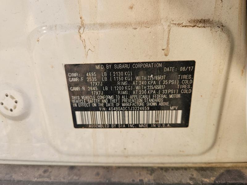 Aukcja sprzedaży 2018 Subaru Outback, vin: 4S4BSADC1J3224659, numer aukcji: 61641886