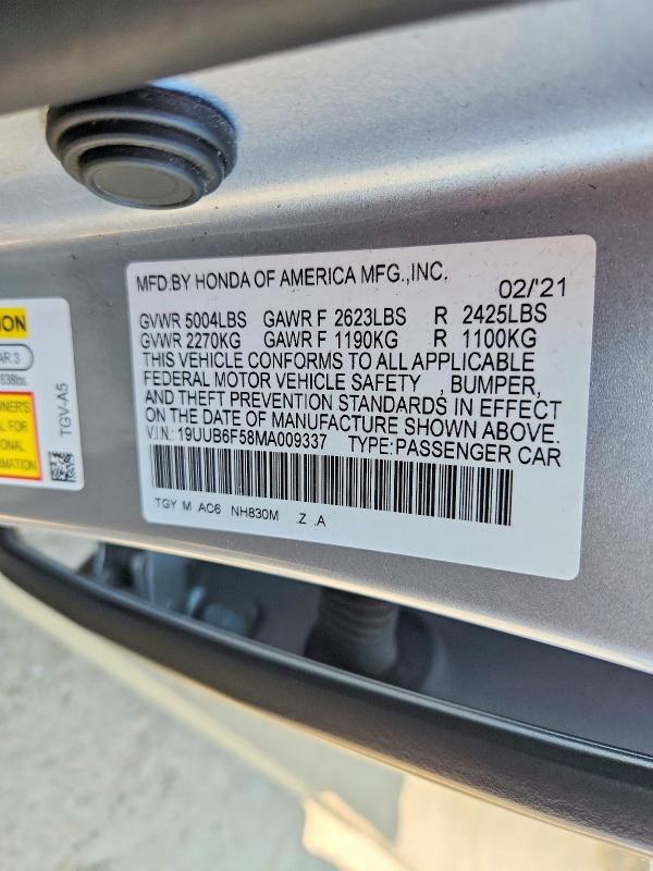 Aukcja sprzedaży 2021 Acura Tlx, vin: 19UUB6F58MA009337, numer aukcji: 62443626