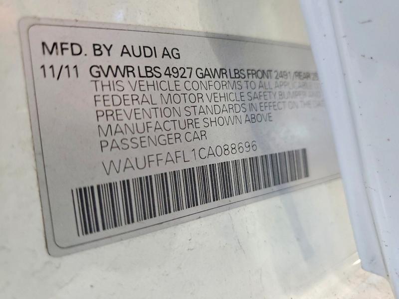 2012 Audi A4 მანქანა იყიდება აუქციონზე, vin: WAUFFAFL1CA088696, აუქციონის ნომერი: 63317016