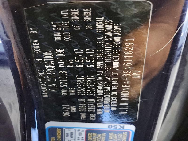 Aukcja sprzedaży 2022 Kia Carnival, vin: KNDNB4H39N6116291, numer aukcji: 60575976