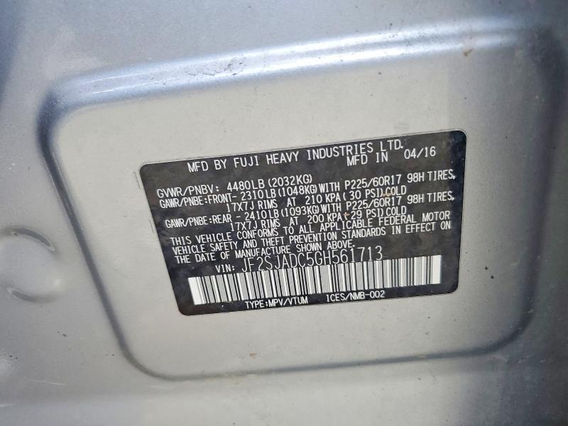 Продаж на аукціоні авто 2016 Subaru Forester, vin: JF2SJADC5GH561713, номер лоту: 60643776