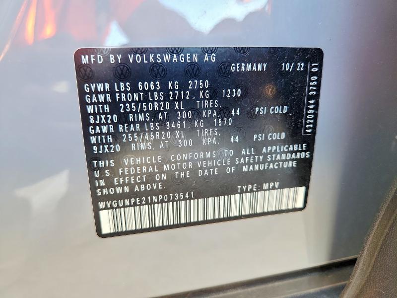 Aukcja sprzedaży 2022 Volkswagen Id.4, vin: WVGUNPE21NP073541, numer aukcji: 63036056