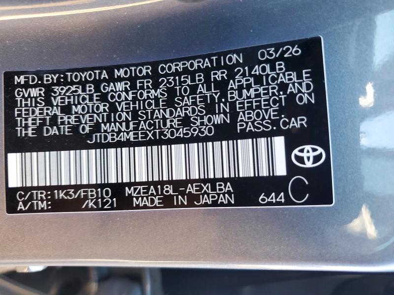 Продажа на аукционе авто 2026 Toyota Corolla, vin: JTDB4MEEXT3045930, номер лота: 63217226