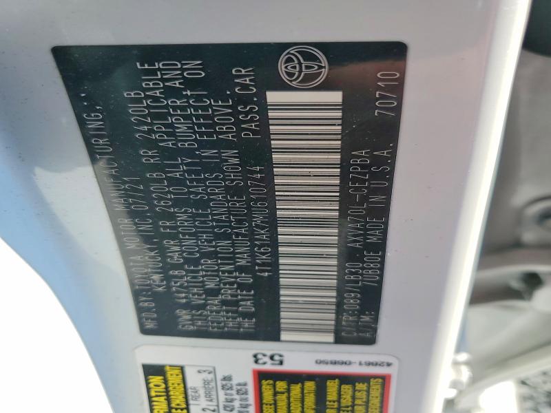 Aukcja sprzedaży 2021 Toyota Camry, vin: 4T1K61AK7MU610744, numer aukcji: 60301796