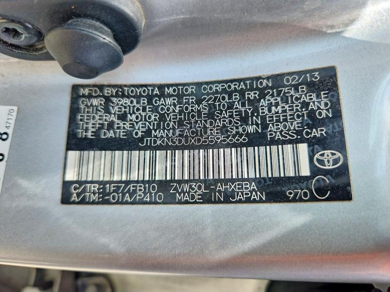 61021986 :رقم المزاد ، JTDKN3DUXD5595666 vin ، 2013 Toyota Prius مزاد بيع