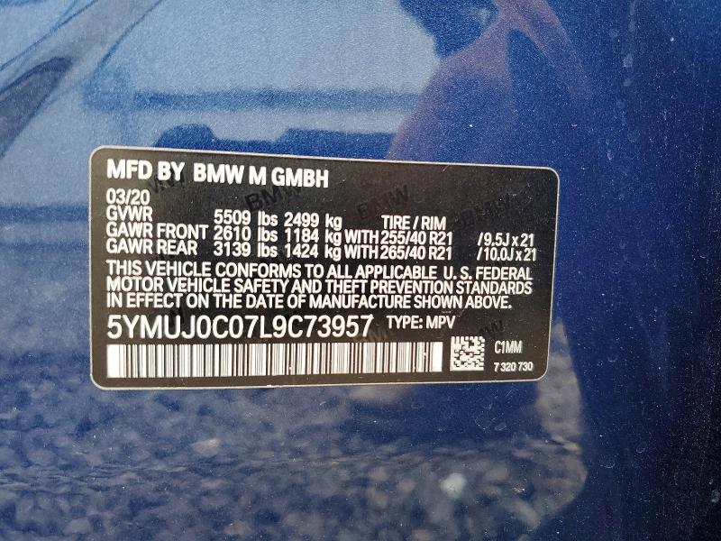 2020 Bmw X4 მანქანა იყიდება აუქციონზე, vin: 5YMUJ0C07L9C73957, აუქციონის ნომერი: 63015956