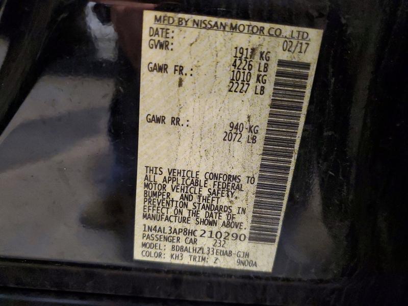 Продаж на аукціоні авто 2017 Nissan Altima, vin: 1N4AL3AP8HC210290, номер лоту: 62917956