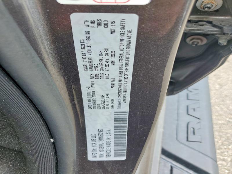 63131656 :رقم المزاد ، 1C6SRFJT3MN622957 vin ، 2021 Ram 1500 مزاد بيع