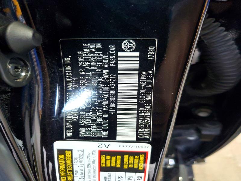 Продажа на аукционе авто 2011 Toyota Avalon, vin: 4T1BK3DB5BU437712, номер лота: 60247456
