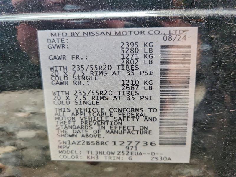 Продаж на аукціоні авто 2024 Nissan Murano, vin: 5N1AZ2BS8RC127736, номер лоту: 62290096